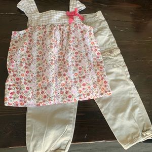 Genuine kids matching floral top and khaki pants size 2T